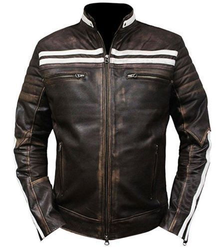 Vintage Biker Retro Cafe Racer Moto Distressed Leather Jacket M52 – The ...
