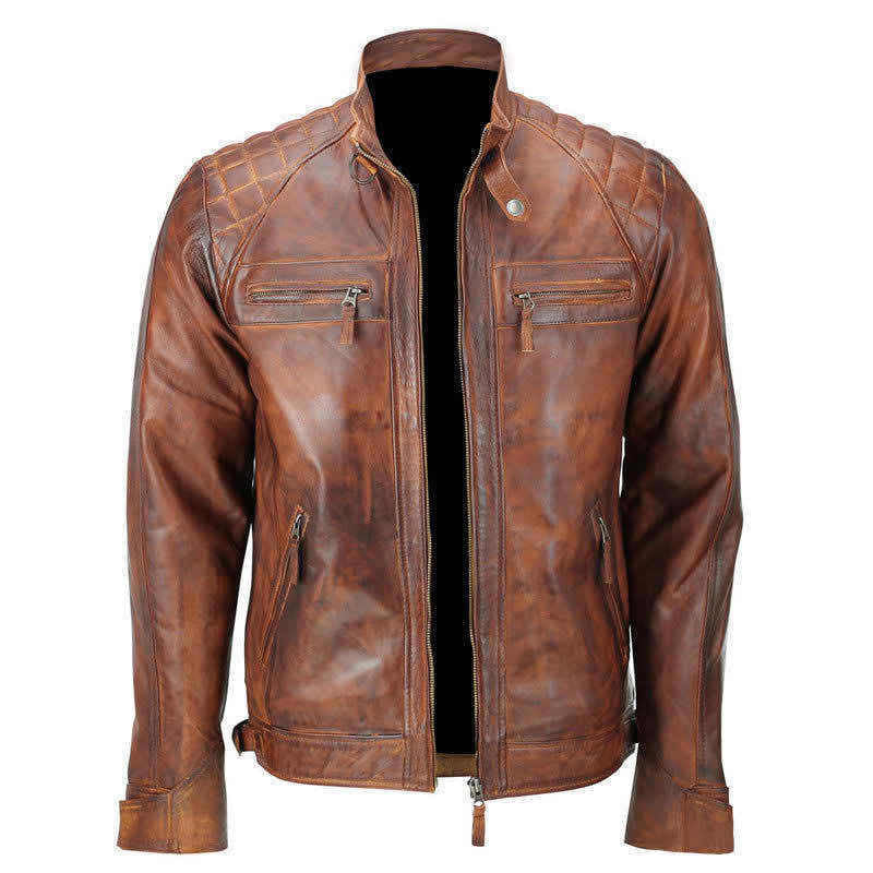 Mens Vintage Distressed Leather Jacket